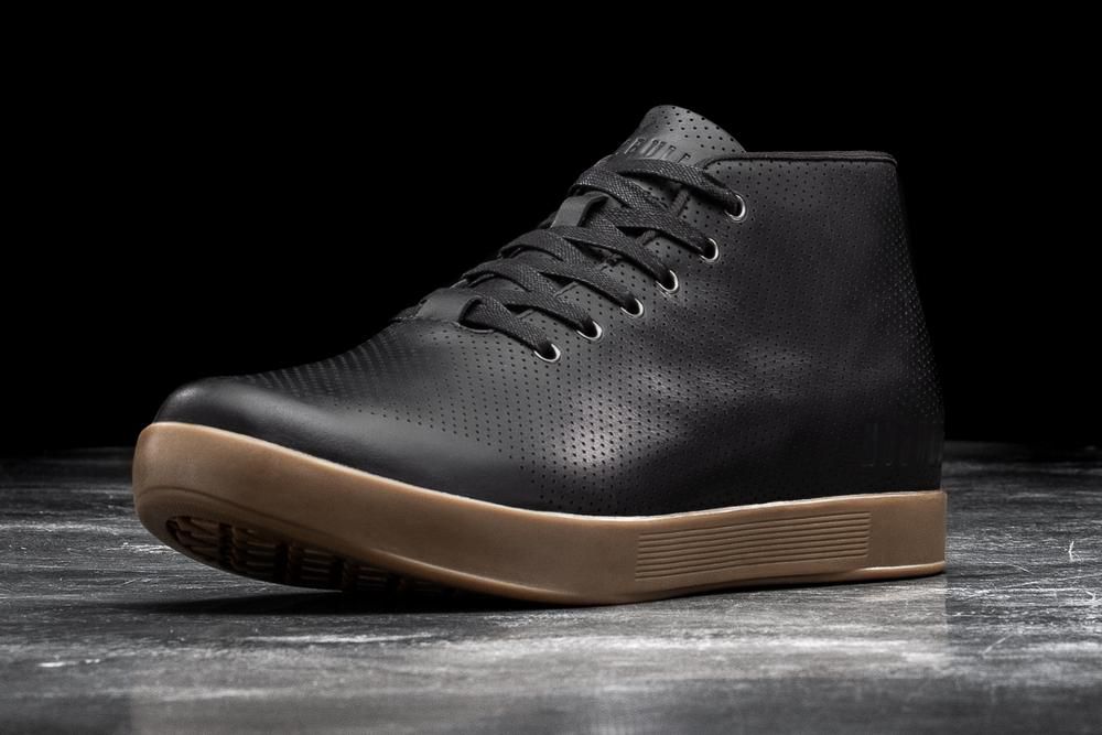 NOBULL Gum Leather Mid Training Ayakkabı Bayan - Siyah - Turkiye (WEX-603482)